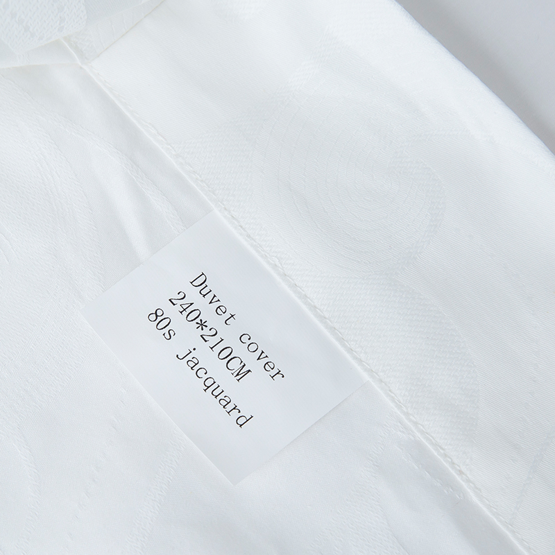 طقم بياضات سرير فندقي جديد من القطن الخالص الساتان الأبيض بنقشة الجاكار طقم بياضات سرير فندقي جديد من القطن الخالص الساتان الأبيض بنقشة الجاكار