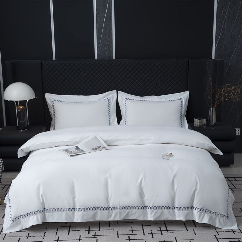 طقم مفروشات من قطن الساتين 500TC بتصميم تطريز بنمط جديد