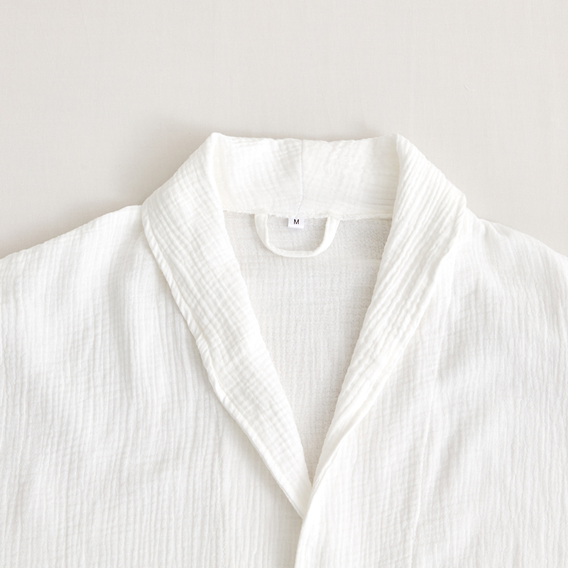 روب حمام من قماش الشاش القطني مزدوج الطبقات بياقة شال فندقي روب حمام من قماش الشاش القطني مزدوج الطبقات بياقة شال فندقي